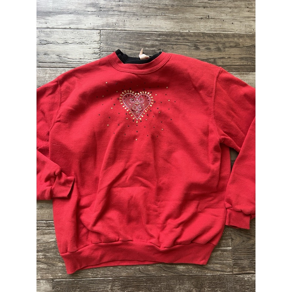 Vintage‎ Morning Sun Mock Collar Grandma Heart  Crewneck Size Large Cottagecore